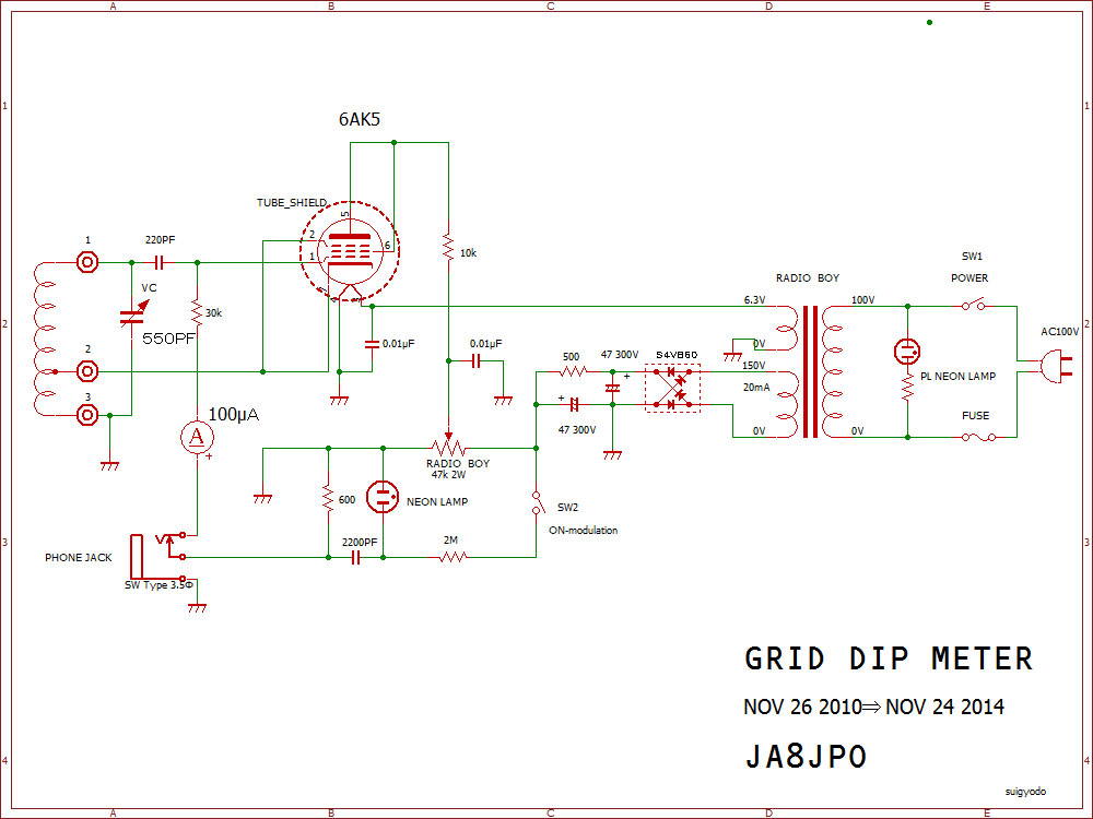 グリッド ディップメータを吸収型周波数計として使う Ja8jpo
